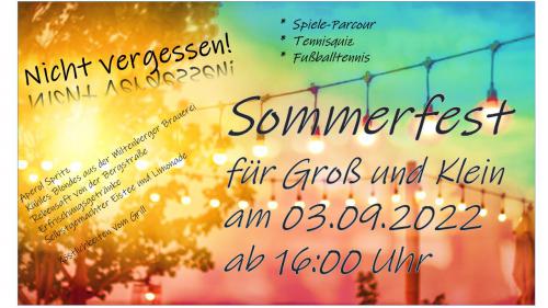 Sommerfest am Samstag 03.09.2022